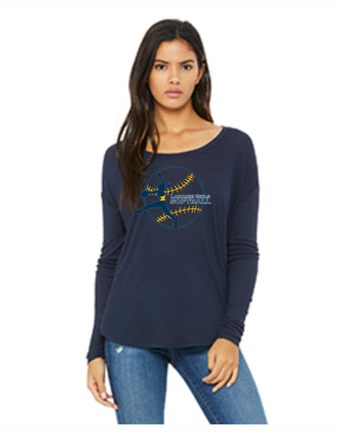 G - Laramie Girls Softball Bella + Canvas Ladies' Flowy Long-Sleeve T-Shirt with 2x1 Sleeves