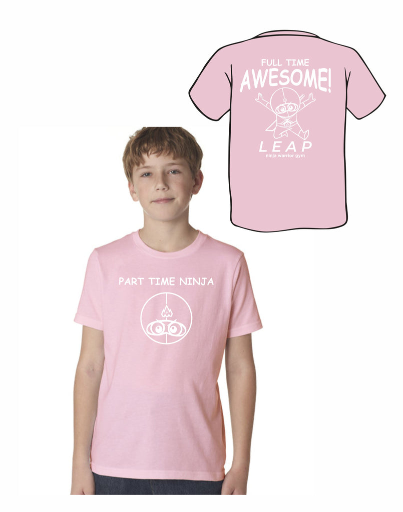 F4 - Leap Part Time Ninja Youth T (Light Pink) - Front and Back Print