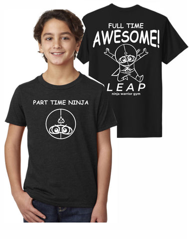 F1 - Leap Part Time Ninja Youth T (Black) - Front and Back Print