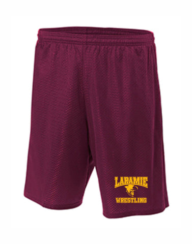 G - Laramie Wrestling Adult Tricot Mesh Short - Maroon