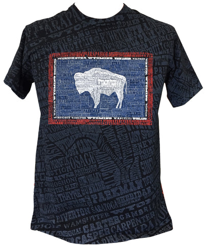 T060 Wyoming Hometown on Towns Stained T-Shirt (Black)